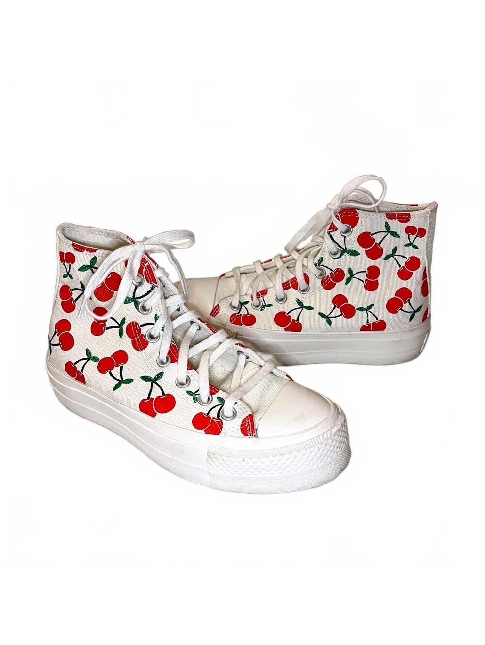 Converse Women's High Top Sneakers with Cherry Print Women’s size 7